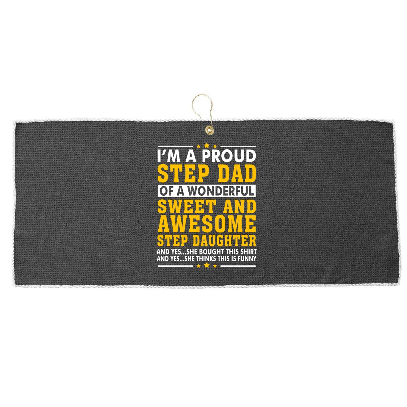 Funny Step Dad Gift Fathers Day Gift Step Daughter Stepdad Gift Large Microfiber Waffle Golf Towel