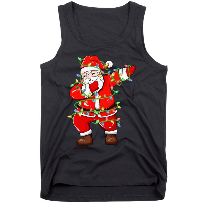 Festive Santa Dabbing with Xmas Lights Hilarious Holiday Gift Tank Top