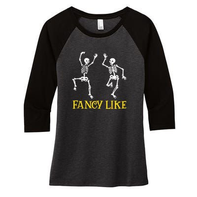 Funny Skeletons Dancing Dance Challenge Halloween Women's Tri-Blend 3/4-Sleeve Raglan Shirt