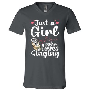 Funny Singing Design For Girls Women Kids Singer Song Lover V-Neck T-Shirt