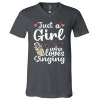 Funny Singing Design For Girls Women Kids Singer Song Lover V-Neck T-Shirt