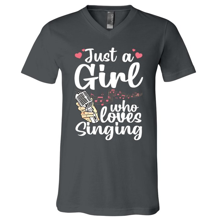 Funny Singing Design For Girls Women Kids Singer Song Lover V-Neck T-Shirt