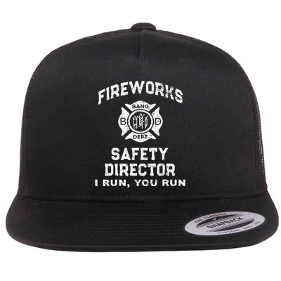 Fireworks Safety Director Lead With Humor Flat Bill Trucker Hat