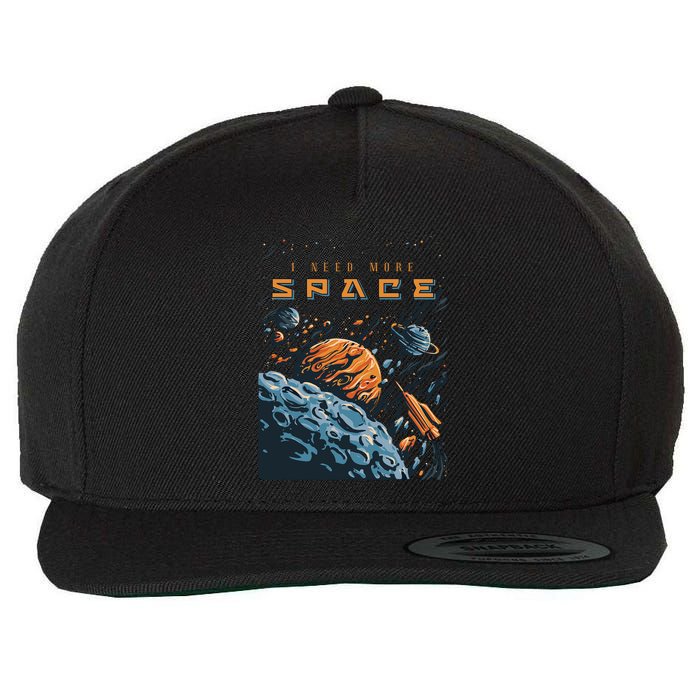 Funny Space Design I Need More Space Wool Snapback Cap