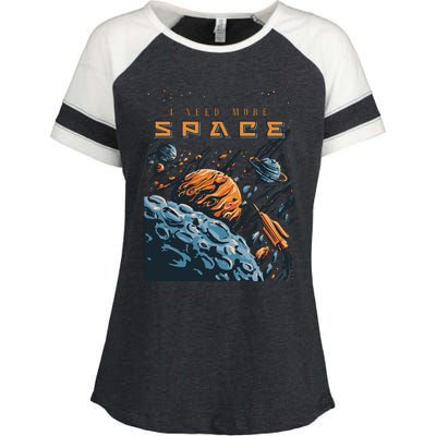 Funny Space Design I Need More Space Enza Ladies Jersey Colorblock Tee