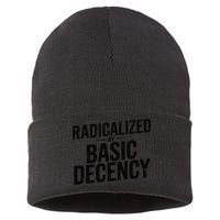 Funny Social Democracy Radicalized By Basic Decency Sustainable Knit Beanie