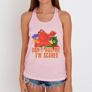 Funny Saying Don't Hug Me I'm Scareds Sarcasm Design Women's Knotted Racerback Tank