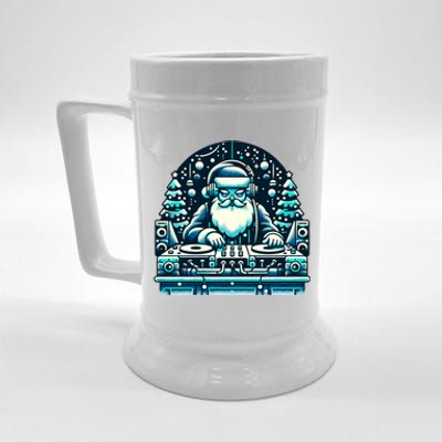 Funny Santa Dj Spinning Turntable Christmas Party Music Club Gift Beer Stein