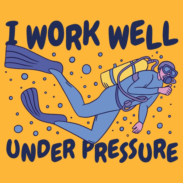 Funny Scuba Diving I Work Well Under Pressure Pom Pom 12in Knit Beanie