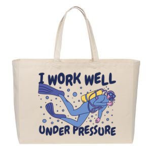 Funny Scuba Diving I Work Well Under Pressure Cotton Canvas Jumbo Tote