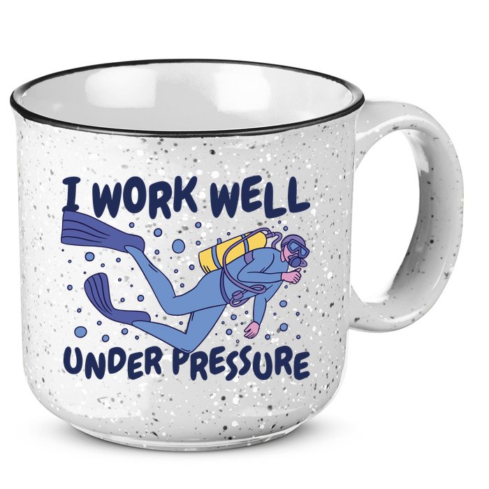 Funny Scuba Diving I Work Well Under Pressure 15oz Campfire Ceramic Mug