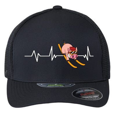 Funny Ski Design For Skier Men Women Kids Skiing Heartbeat Flexfit Unipanel Trucker Cap