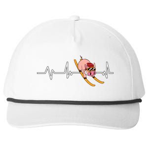 Funny Ski Design For Skier Men Women Kids Skiing Heartbeat Snapback Five-Panel Rope Hat