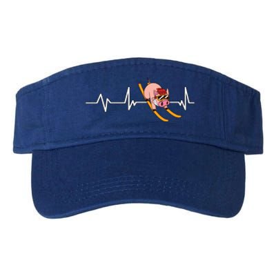 Funny Ski Design For Skier Men Women Kids Skiing Heartbeat Valucap Bio-Washed Visor