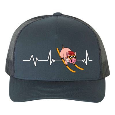 Funny Ski Design For Skier Men Women Kids Skiing Heartbeat Yupoong Adult 5-Panel Trucker Hat