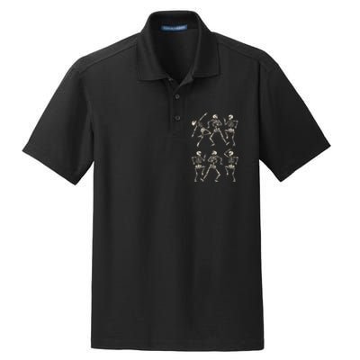 Funny Skeletons Dance Halloween Dry Zone Grid Polo