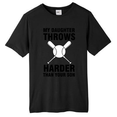 Funny Softball Dad S My Daughter Throws Harder Tall Fusion ChromaSoft Performance T-Shirt