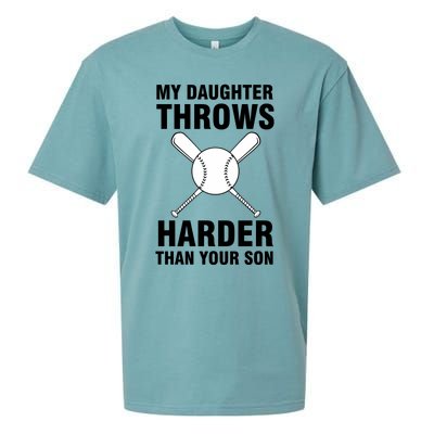 Funny Softball Dad S My Daughter Throws Harder Sueded Cloud Jersey T-Shirt