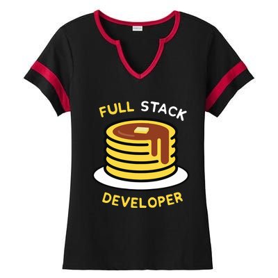 Full Stack Developer Programmer Funny Ladies Halftime Notch Neck Tee