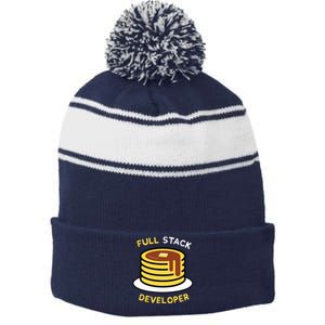 Full Stack Developer Programmer Funny Stripe Pom Pom Beanie