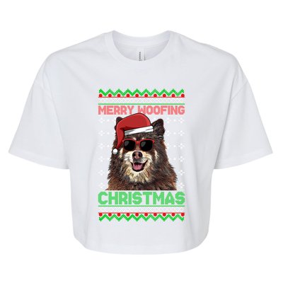 Finnish Spitz Dog Funny Merry Woofing Christmas Gift Bella+Canvas Jersey Crop Tee