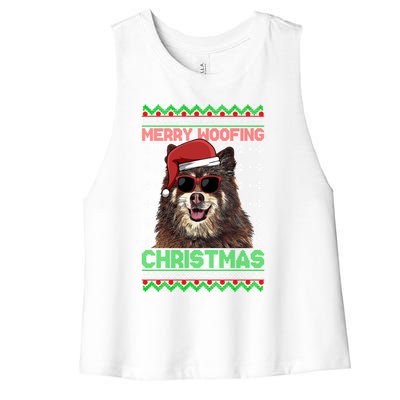 Finnish Spitz Dog Funny Merry Woofing Christmas Gift Women's Racerback Cropped Tank