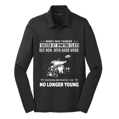 Funny Self Deprivation Humor Novelty Sporting Clay Silk Touch Performance Long Sleeve Polo