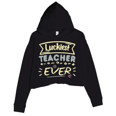Funny St.Patrick's Day Luckiest Teacher Ever Apparel Crop Fleece Hoodie