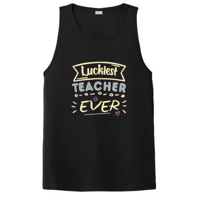 Funny St.Patrick's Day Luckiest Teacher Ever Apparel PosiCharge Competitor Tank