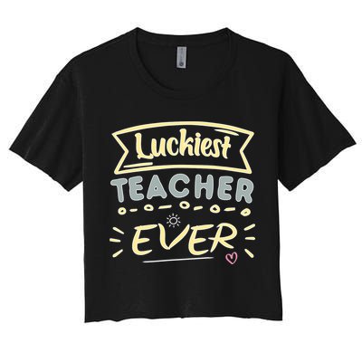 Funny St.Patrick's Day Luckiest Teacher Ever Apparel Crop Top