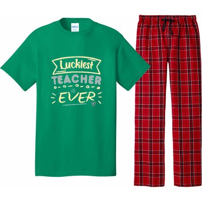 Funny St.Patrick's Day Luckiest Teacher Ever Apparel Pajama Set