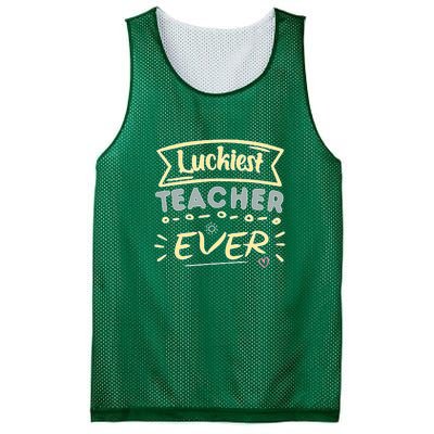 Funny St.Patrick's Day Luckiest Teacher Ever Apparel Mesh Reversible Basketball Jersey Tank