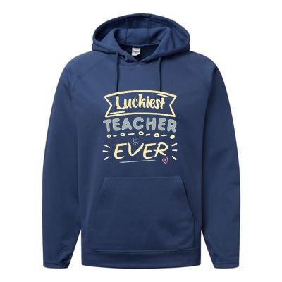 Funny St.Patrick's Day Luckiest Teacher Ever Apparel Performance Fleece Hoodie