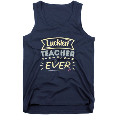 Funny St.Patrick's Day Luckiest Teacher Ever Apparel Tank Top