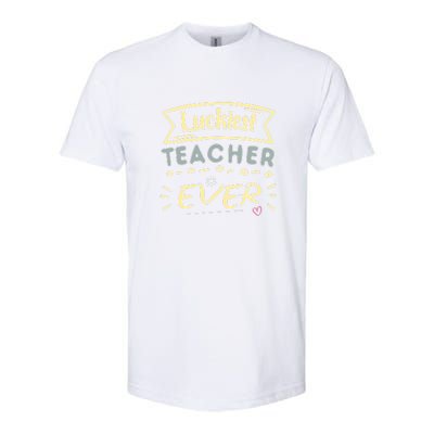 Funny St.Patrick's Day Luckiest Teacher Ever Apparel Softstyle CVC T-Shirt