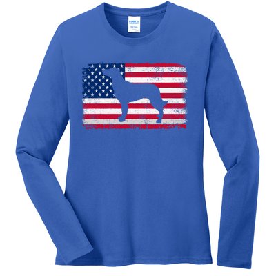 French Spaniel Dog Lover 4th Of July Patriotic American Flag Cute Gift Ladies Long Sleeve Shirt