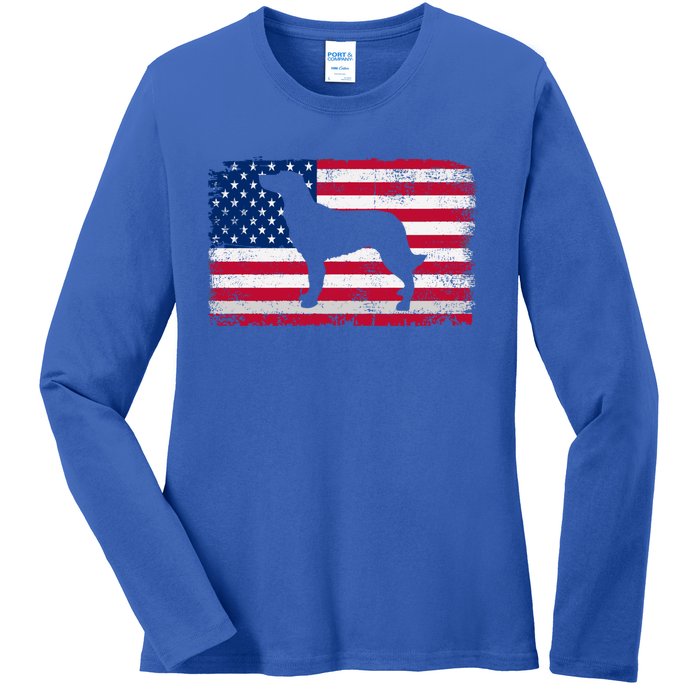 French Spaniel Dog Lover 4th Of July Patriotic American Flag Cute Gift Ladies Long Sleeve Shirt