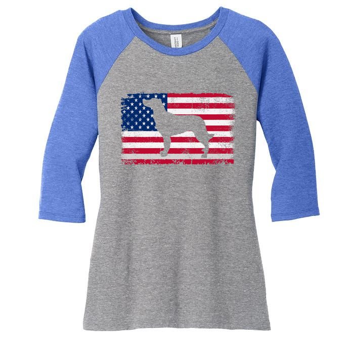 French Spaniel Dog Lover 4th Of July Patriotic American Flag Cute Gift Women's Tri-Blend 3/4-Sleeve Raglan Shirt