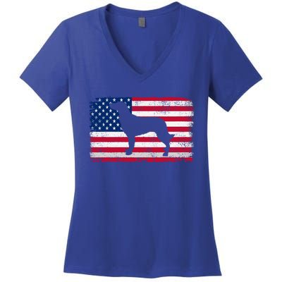 French Spaniel Dog Lover 4th Of July Patriotic American Flag Cute Gift Women's V-Neck T-Shirt