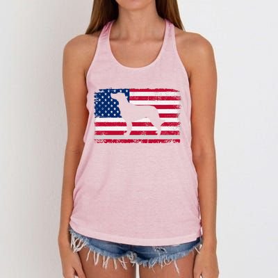 French Spaniel Dog Lover 4th Of July Patriotic American Flag Cute Gift Women's Knotted Racerback Tank