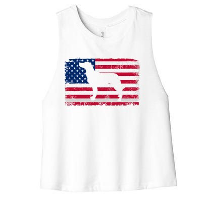 French Spaniel Dog Lover 4th Of July Patriotic American Flag Cute Gift Women's Racerback Cropped Tank