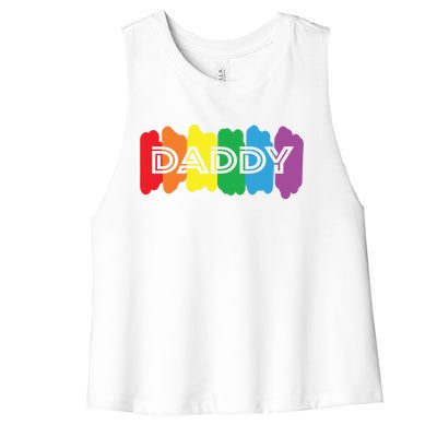 Funny Saying Daddy Lgbtq Rainbow Pride Lgbt Dad Gift Women's Racerback Cropped Tank