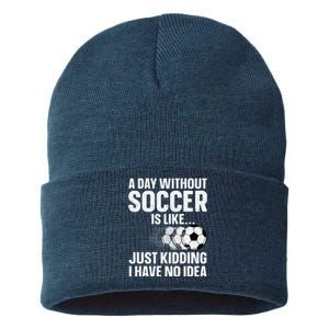 Funny Soccer Design Sport Player Soccer Lover Sustainable Knit Beanie