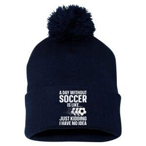 Funny Soccer Design Sport Player Soccer Lover Pom Pom 12in Knit Beanie