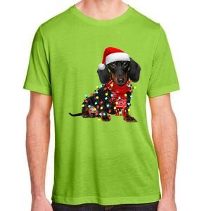 Funny Santa Dachshund Christmas Tree Lights Xmas Dog Mom Funny Gift Adult ChromaSoft Performance T-Shirt