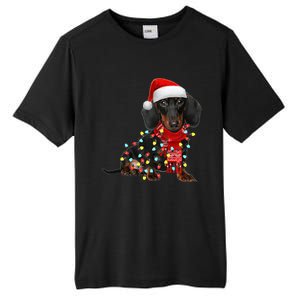 Funny Santa Dachshund Christmas Tree Lights Xmas Dog Mom Funny Gift Tall Fusion ChromaSoft Performance T-Shirt