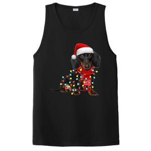 Funny Santa Dachshund Christmas Tree Lights Xmas Dog Mom Funny Gift PosiCharge Competitor Tank