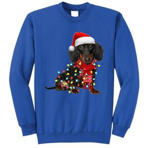 Funny Santa Dachshund Christmas Tree Lights Xmas Dog Mom Funny Gift Sweatshirt