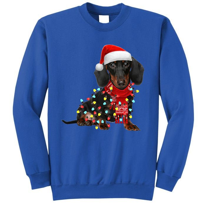 Funny Santa Dachshund Christmas Tree Lights Xmas Dog Mom Funny Gift Sweatshirt