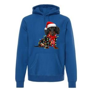 Funny Santa Dachshund Christmas Tree Lights Xmas Dog Mom Funny Gift Premium Hoodie